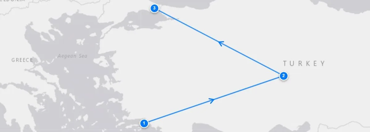Marmaris To Cappadocia Tour route map